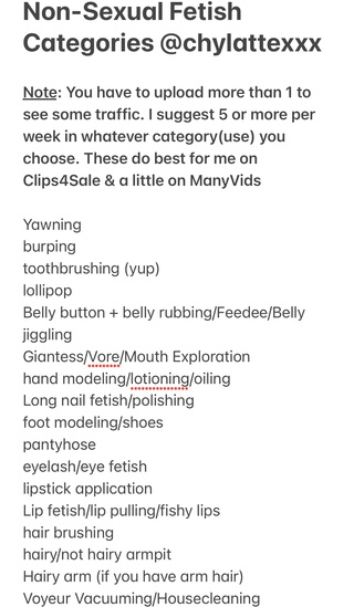 list non-sexual fetishes try