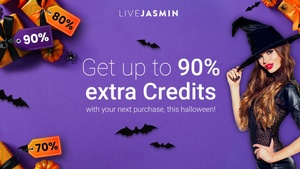 Get up to 90% extra credits starting 28th October at 3 AM EST! (And on until 3 AM EST on the 1st of November) Come celebrate Halloween with us on https://t.co/bgZwa0FgzJ and get spooky with the sexiest models! 🎃🎃🎃 
.
.
.
#LiveJasmin #sexymod