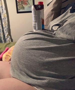 I was so stoked when my belly was big enough to do this 😂 https://t.co/HcA5ar6Byr