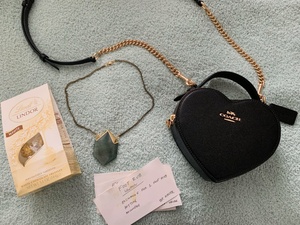 Had a really wonderful & relaxing Valentine’s Day with my son & his papa. Got spoiled with this gorgeous aventurine necklace from my favorite jewelry designer (BCP) & this adorable heart-shaped Coach bag that reminded us both of the classic Moschin