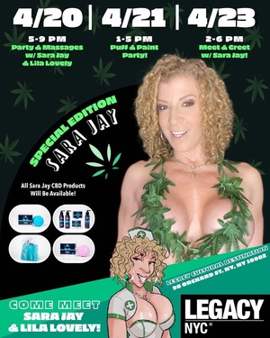 I'll be at #LegacyNYC with @Lila_lovelyxxx & @sarajaycbd 

4/20: 5-9pm ET Party & Massages with me & @Lila_lovelyxxx 

4/21: 1-5pm ET Puff & Paint Party 

4/23: 2-6pm ET Meet & Greet with me 

📍Legacy Cultural Destination
98 Orchard St. #NY, NY 10