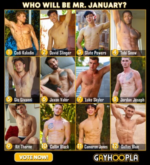Who was your favorite #GayHoopla stud last month?

⬇️Vote now for Mr. January! ⬇️

See ALL these models in action ---> https://t.co/70HMAjoJuQ https://t.co/7RgOoNjVEm