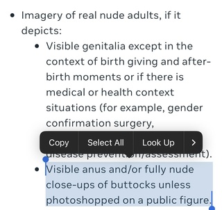 instagram allows butthole closeups