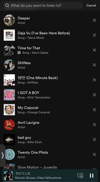 espectáculo your spotify search