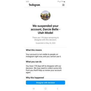 page got banned and